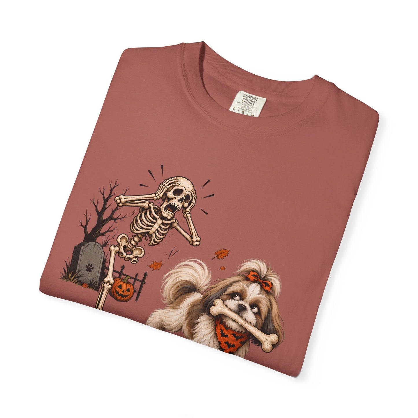 I Said Drop It T-Shirt — Funny Halloween Shih Tzu and Skeleton Graphic Tee