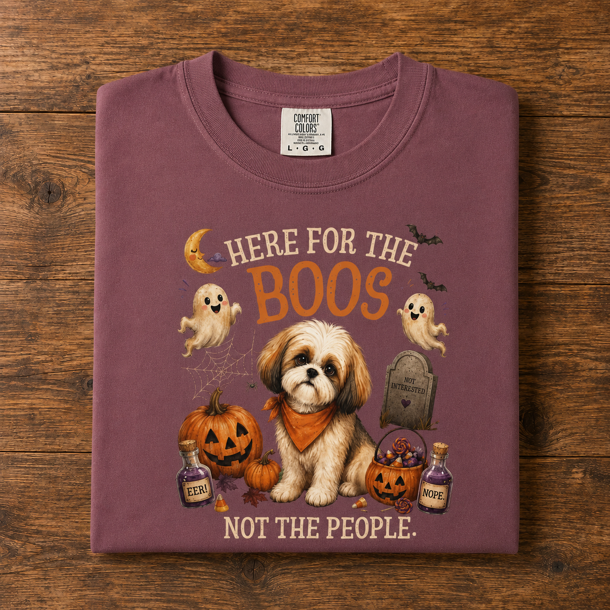Here for the Boos. Not the People. | Funny Shih Tzu Halloween T-Shirt