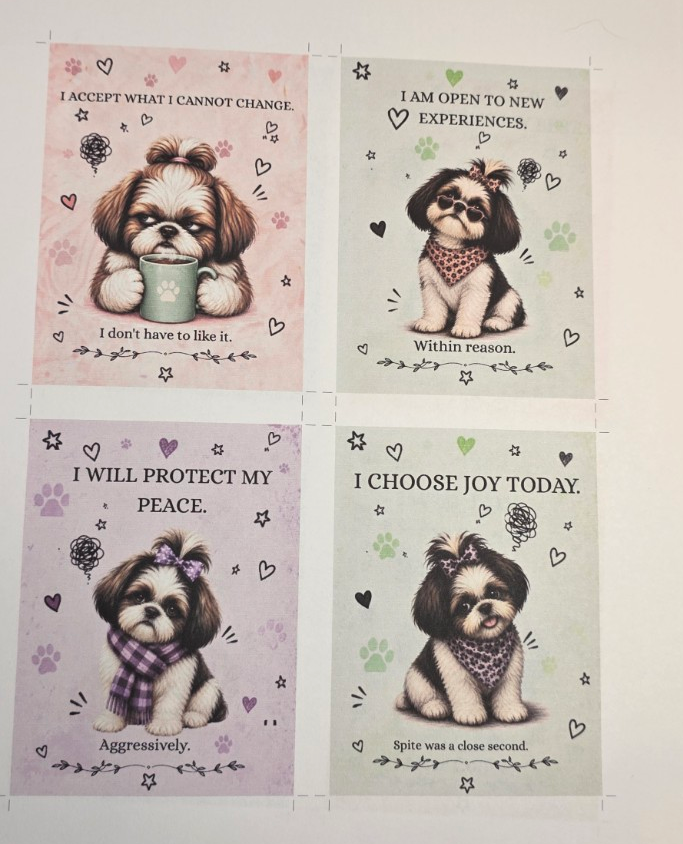 Funny Shih Tzu Affirmation Cards | 30 Sarcastic Printable Cards – PDF Download
