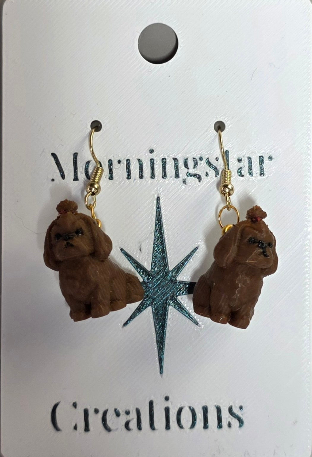 Shih Tzu 3D Printed Dangle Earrings – Brown