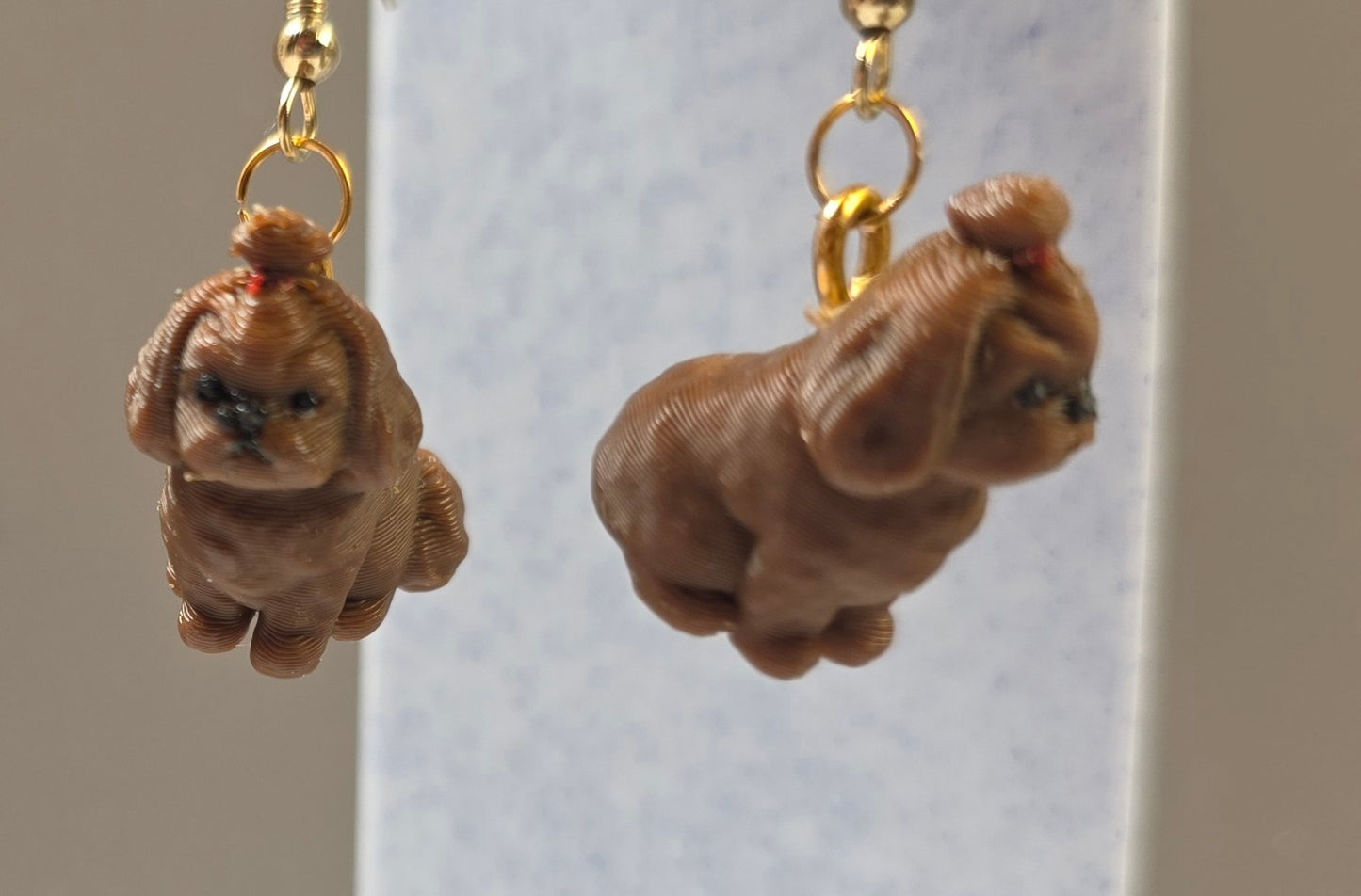 Shih Tzu 3D Printed Dangle Earrings – Brown