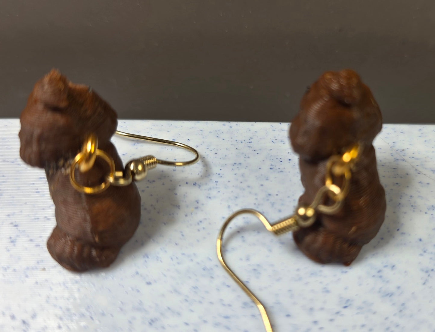 Shih Tzu 3D Printed Dangle Earrings – Brown