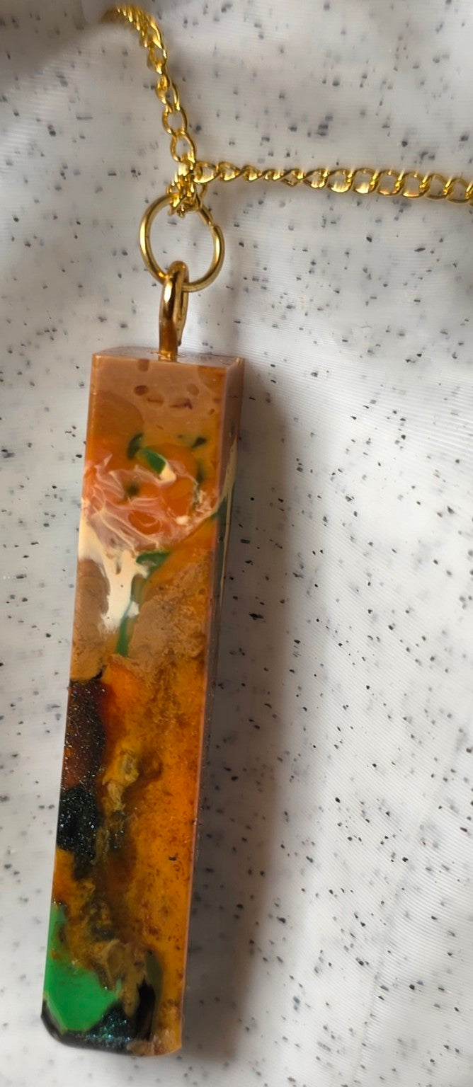 Autumn Static – Upcycled 3D Printer Filament Pendant Necklace