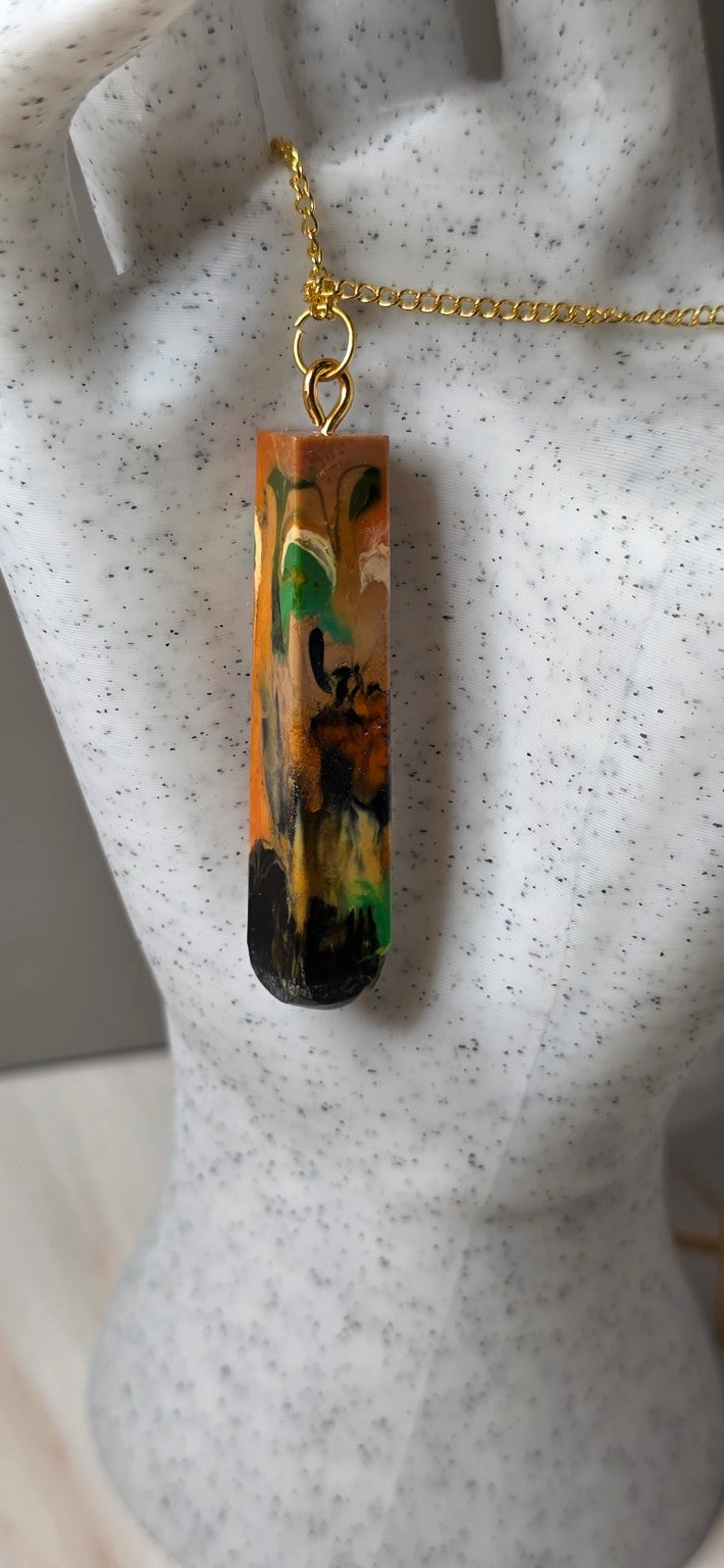 Autumn Static – Upcycled 3D Printer Filament Pendant Necklace