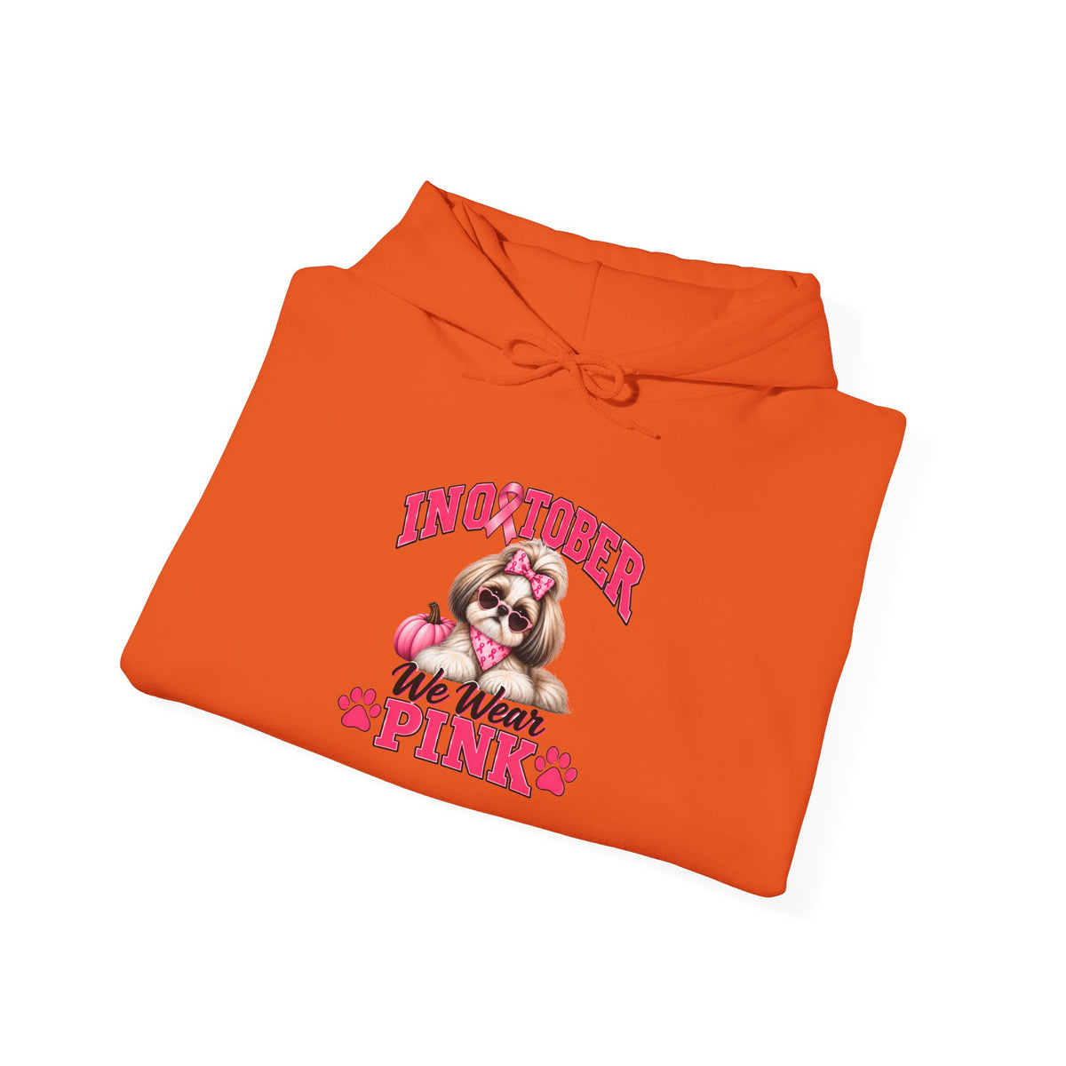 Personalized Shih Tzu Breast Cancer Awareness Hoodie – “I Wear Pink For” Custom Sleeve