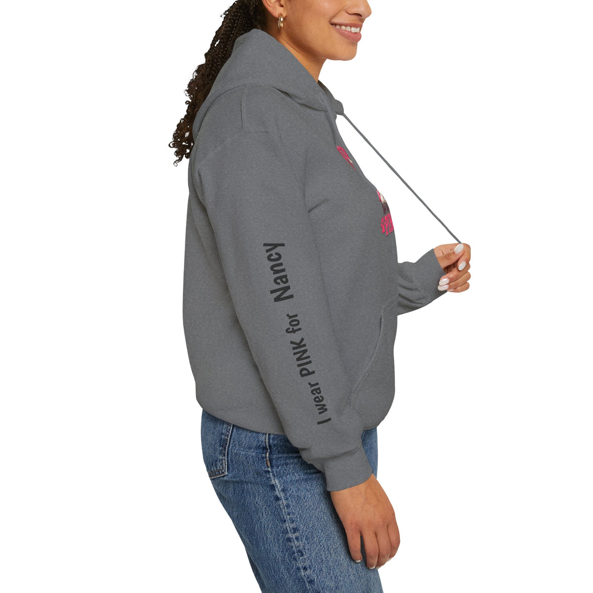 Personalized Shih Tzu Breast Cancer Awareness Hoodie – “I Wear Pink For” Custom Sleeve