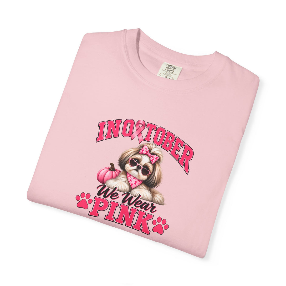 In October We Wear Pink T-Shirt, Shih Tzu Breast Cancer Awareness T-Shirt