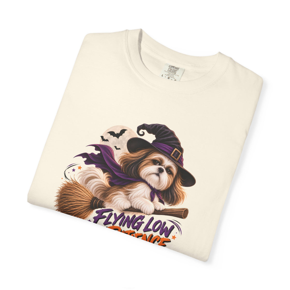 Flying Low on Patience Shih Tzu Halloween T-Shirt