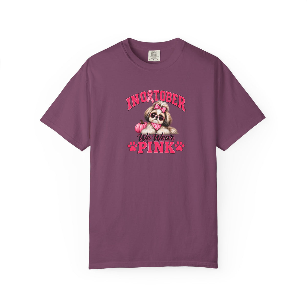In October We Wear Pink T-Shirt, Shih Tzu Breast Cancer Awareness T-Shirt