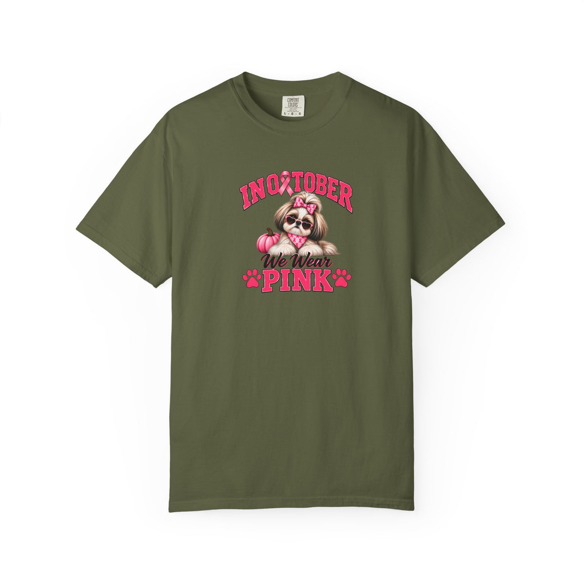 In October We Wear Pink T-Shirt, Shih Tzu Breast Cancer Awareness T-Shirt