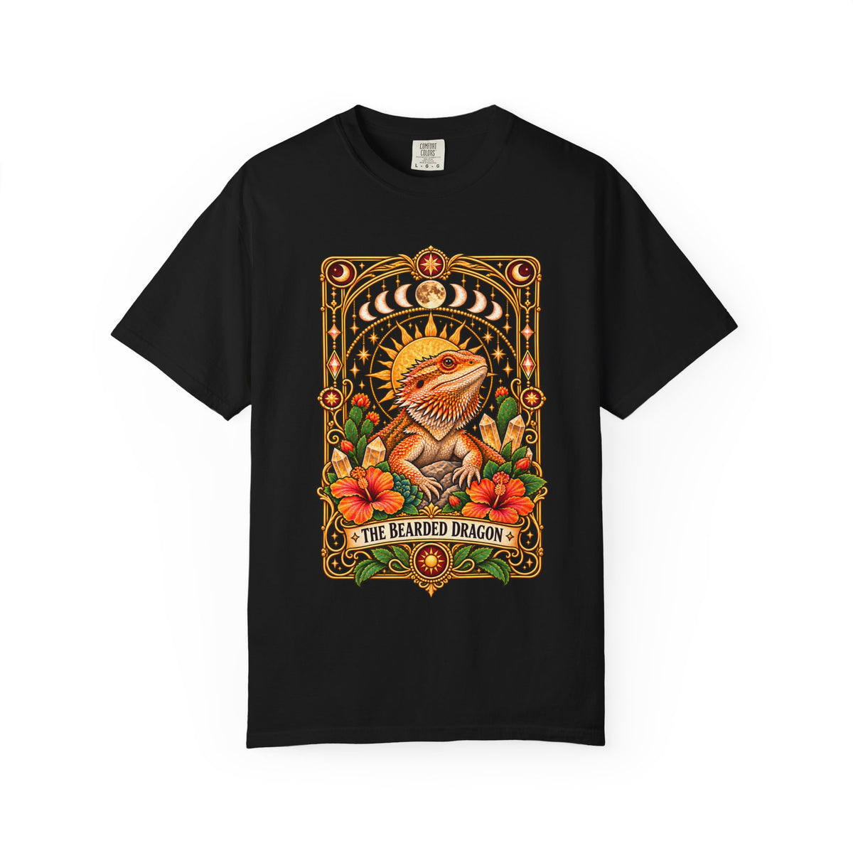 Bearded Dragon Tarot Card T-Shirt, Mystical Reptile Graphic Tee