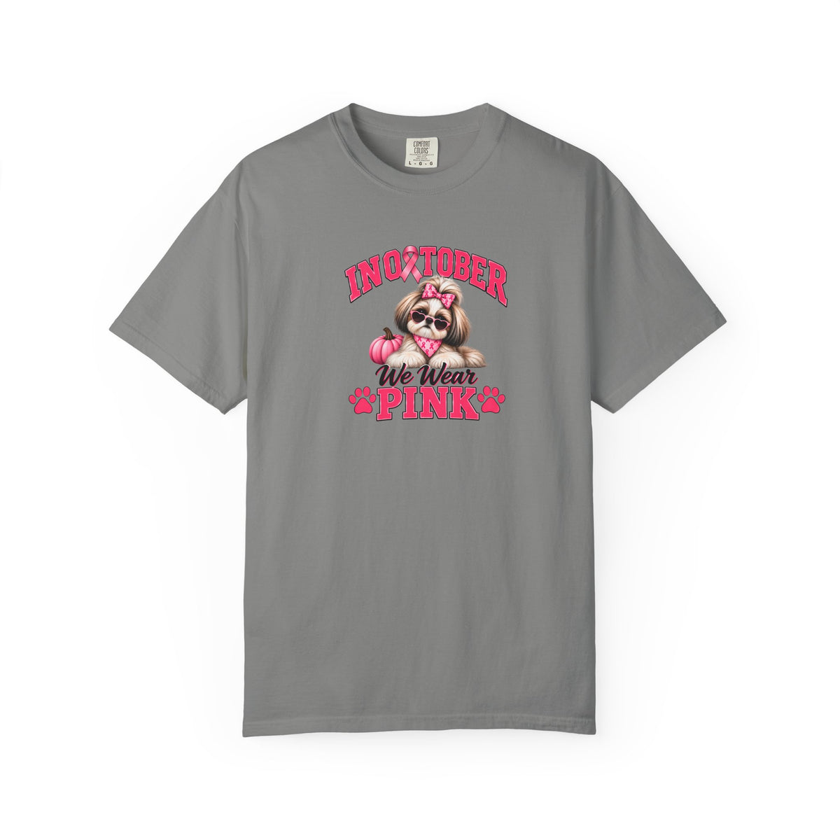 In October We Wear Pink T-Shirt, Shih Tzu Breast Cancer Awareness T-Shirt