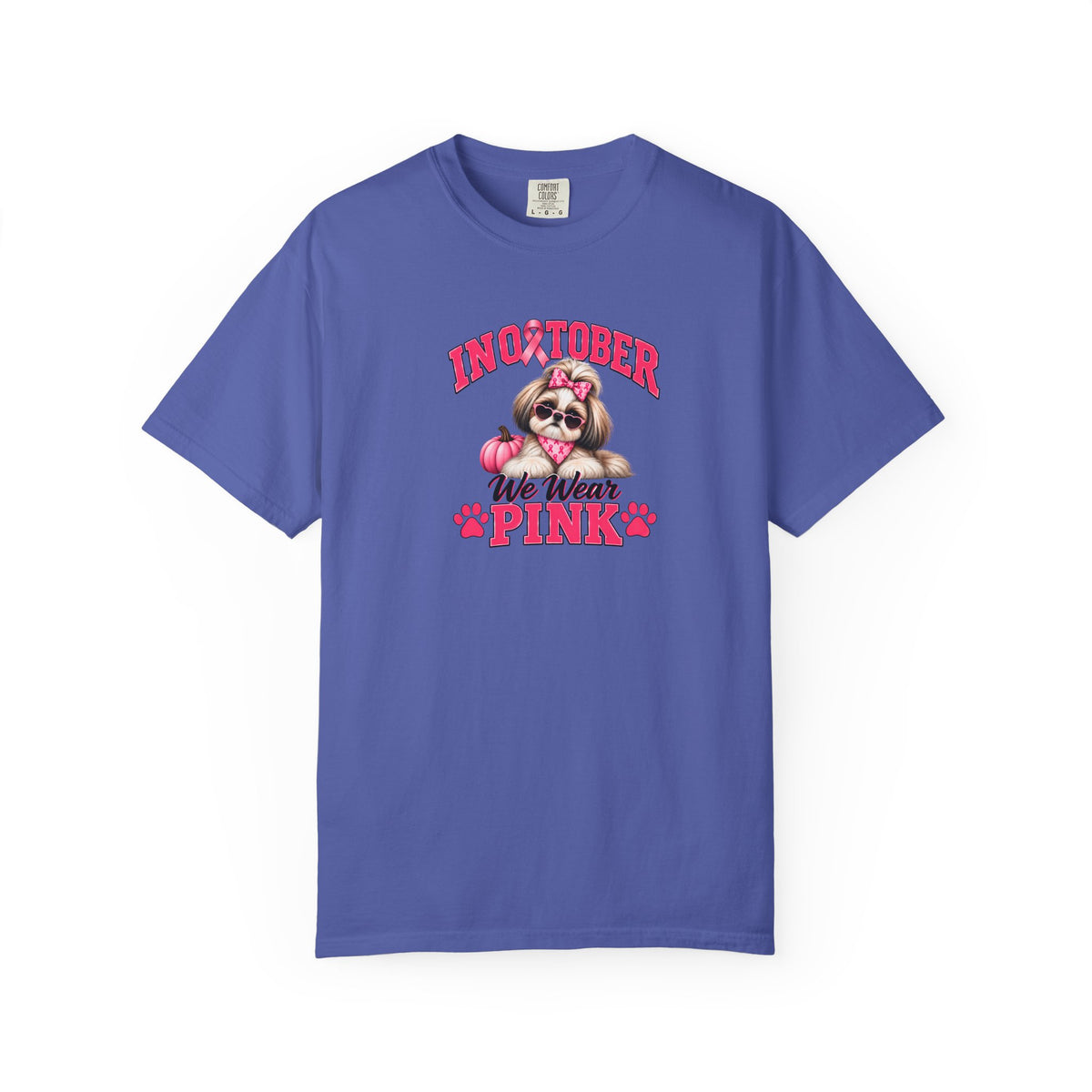 In October We Wear Pink T-Shirt, Shih Tzu Breast Cancer Awareness T-Shirt