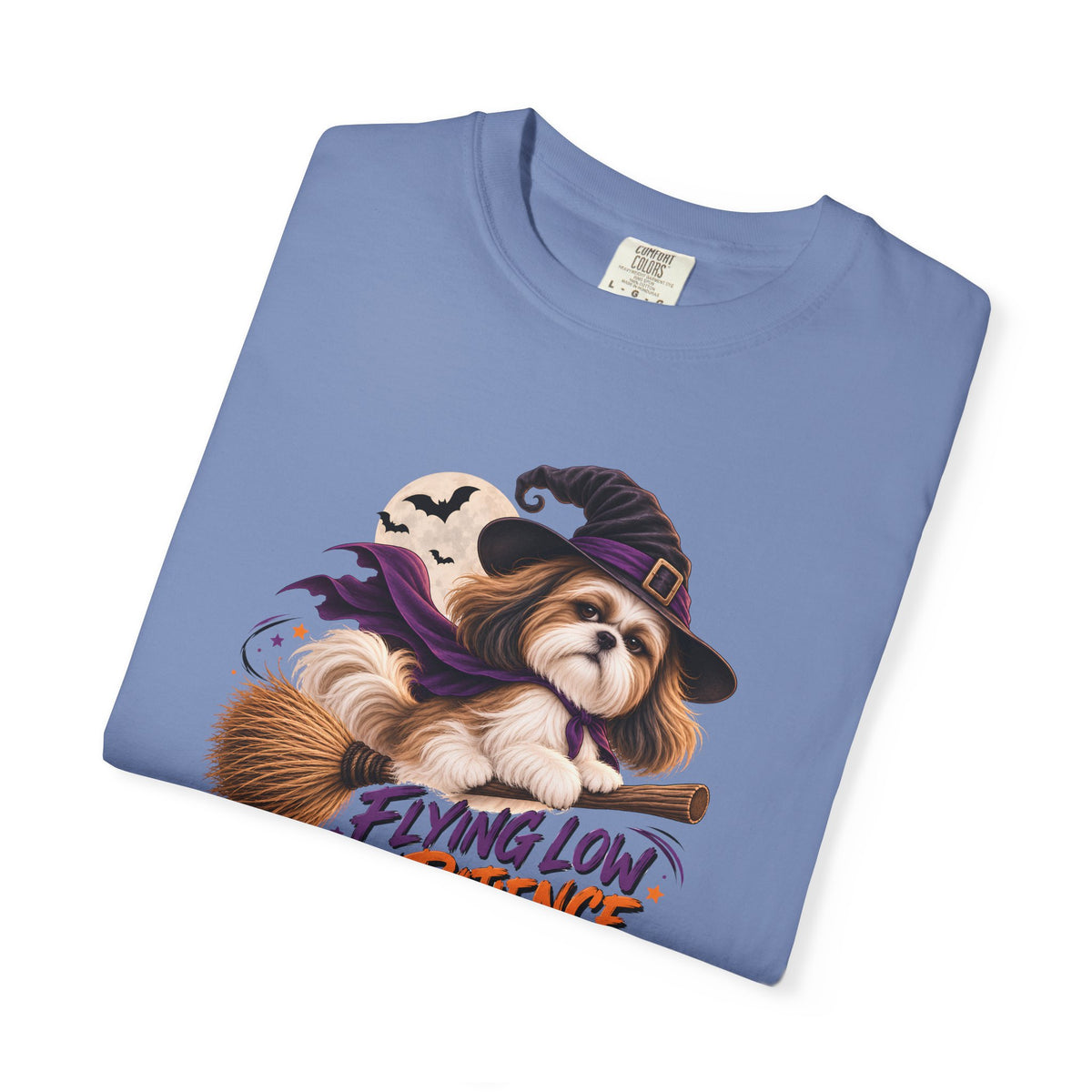 Flying Low on Patience Shih Tzu Halloween T-Shirt