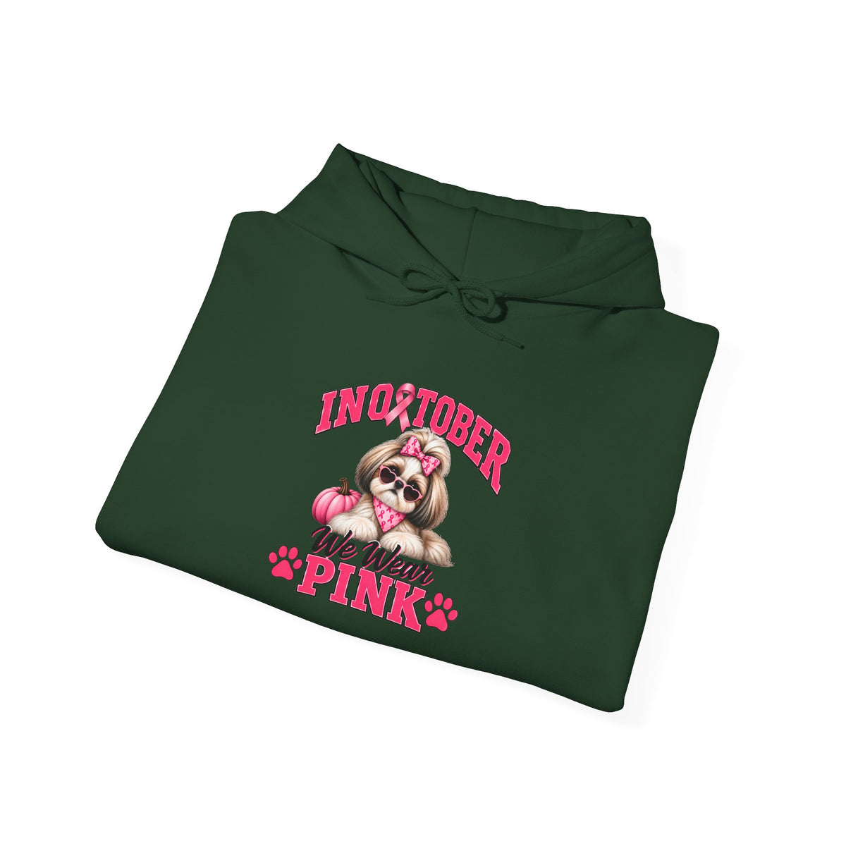 Personalized Shih Tzu Breast Cancer Awareness Hoodie – “I Wear Pink For” Custom Sleeve