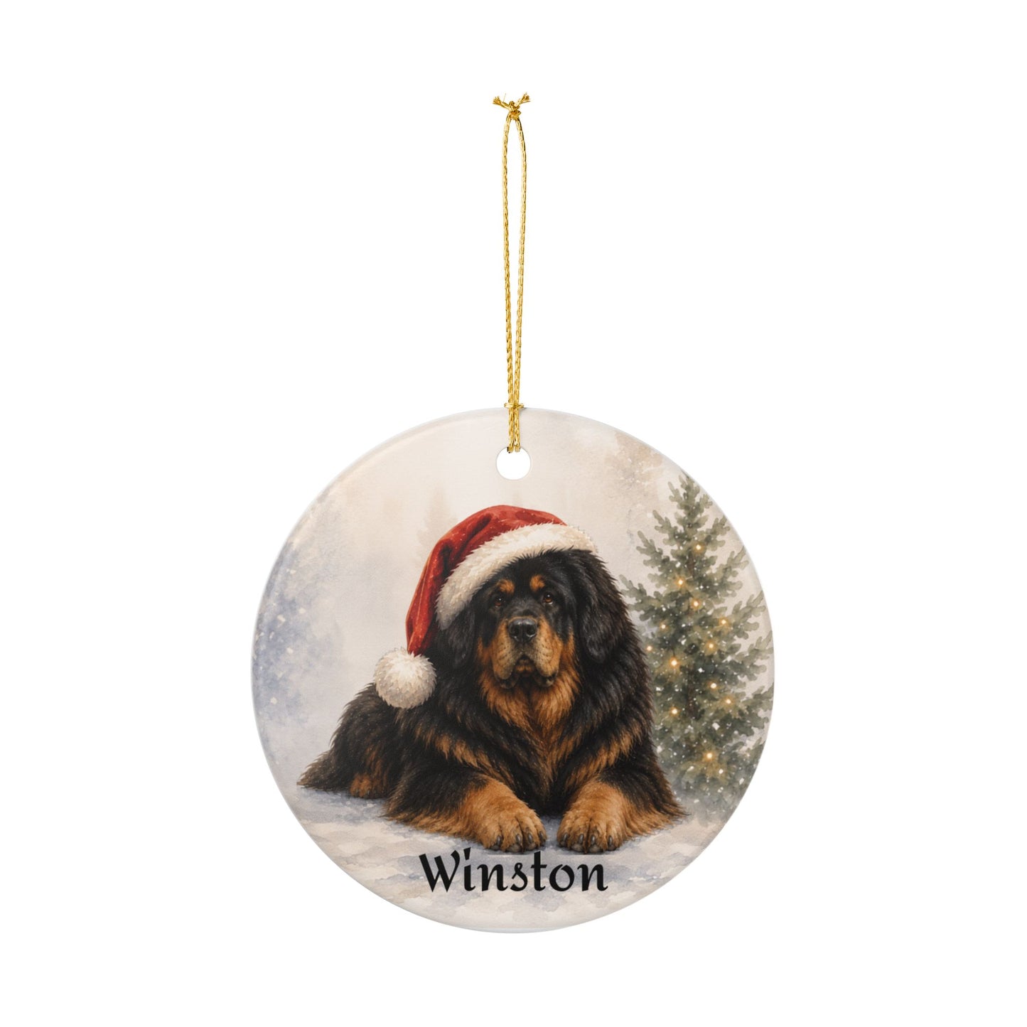 Personalized Tibetan Mastiff Ceramic Christmas 2026 Ornament