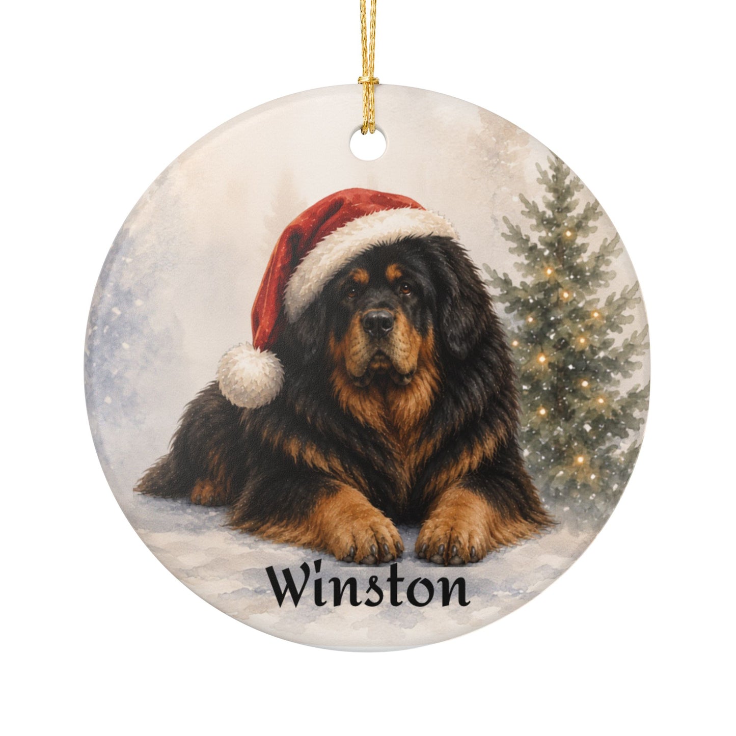 Personalized Tibetan Mastiff Ceramic Christmas 2026 Ornament