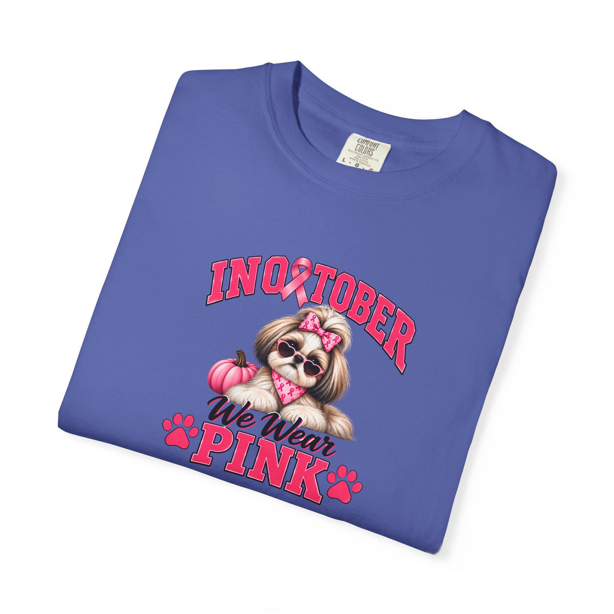 In October We Wear Pink T-Shirt, Shih Tzu Breast Cancer Awareness T-Shirt