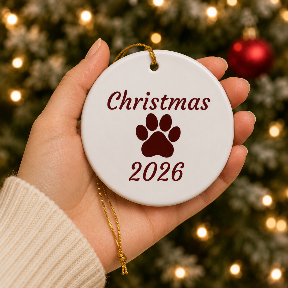 Personalized Great Dane Christmas Ornament 2026 | Black & White Ceramic Dog Ornament