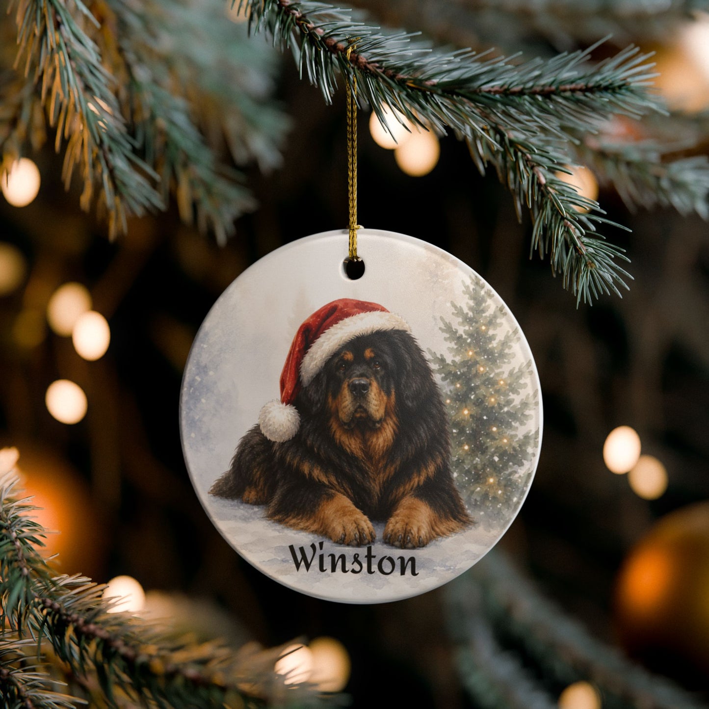 Personalized Tibetan Mastiff Ceramic Christmas 2026 Ornament