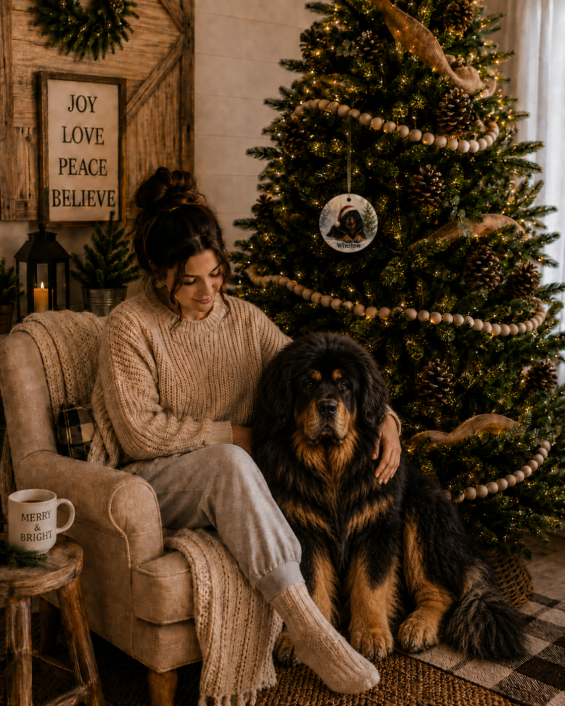 Personalized Tibetan Mastiff Ceramic Christmas 2026 Ornament
