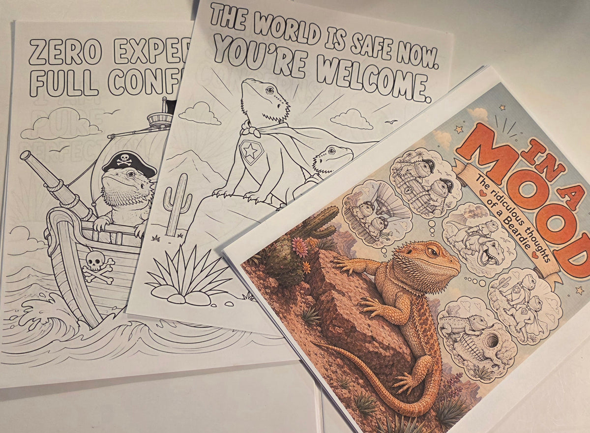 In A Mood: The Ridiculous Thoughts of a Beardie – Printable Coloring Book