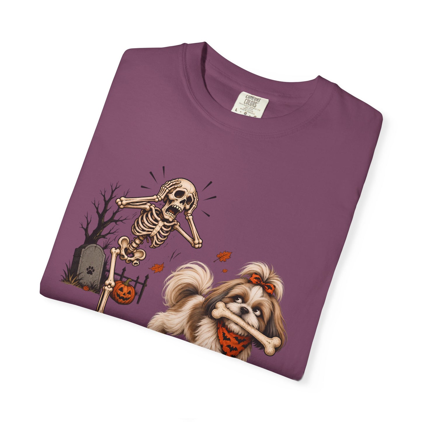 I Said Drop It T-Shirt — Funny Halloween Shih Tzu and Skeleton Graphic Tee