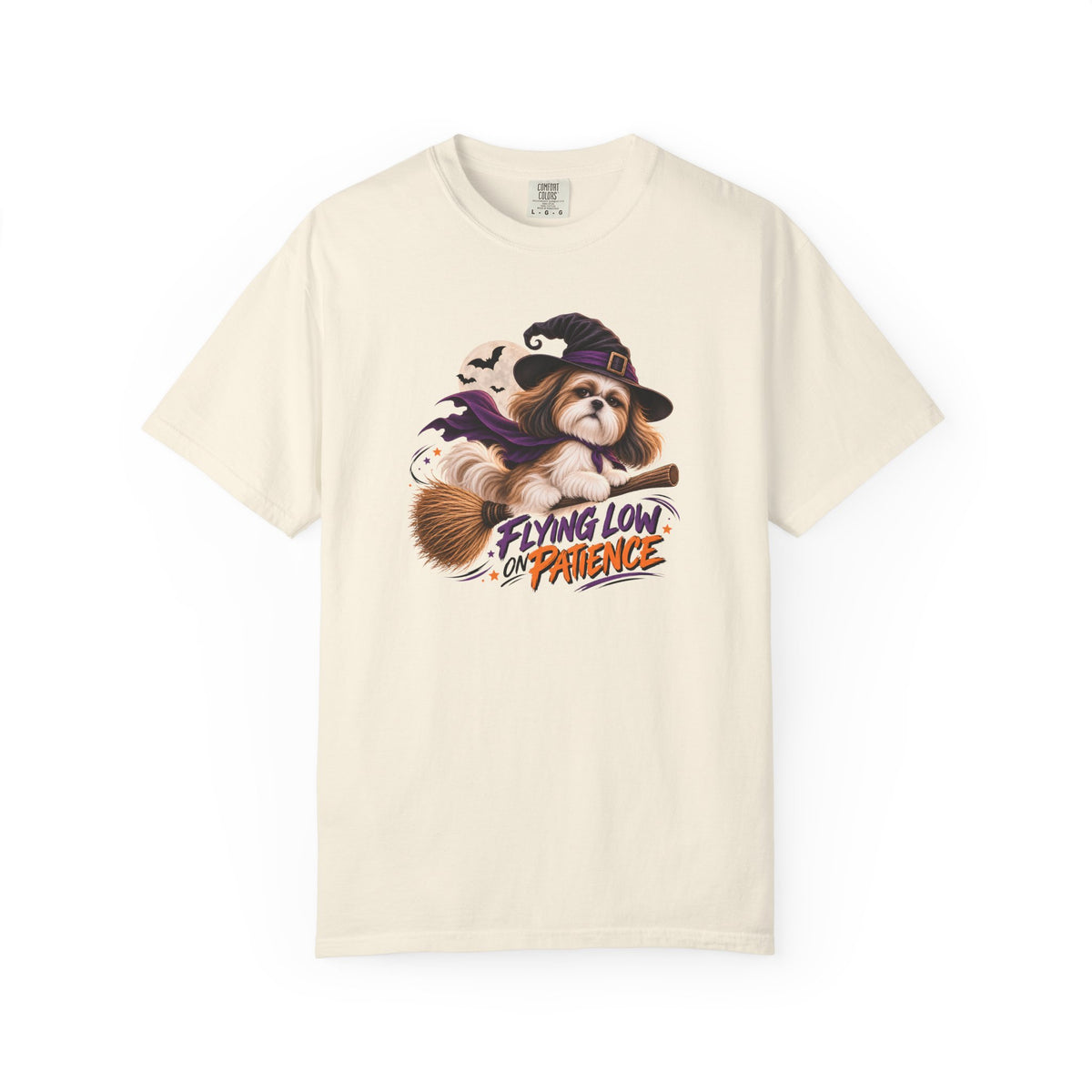 Flying Low on Patience Shih Tzu Halloween T-Shirt