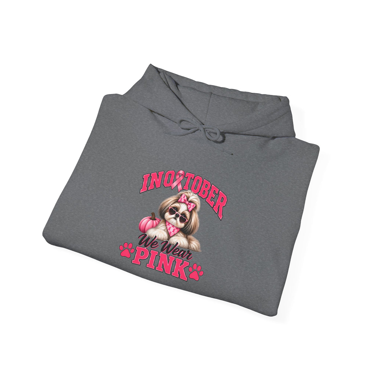 Personalized Shih Tzu Breast Cancer Awareness Hoodie – “I Wear Pink For” Custom Sleeve