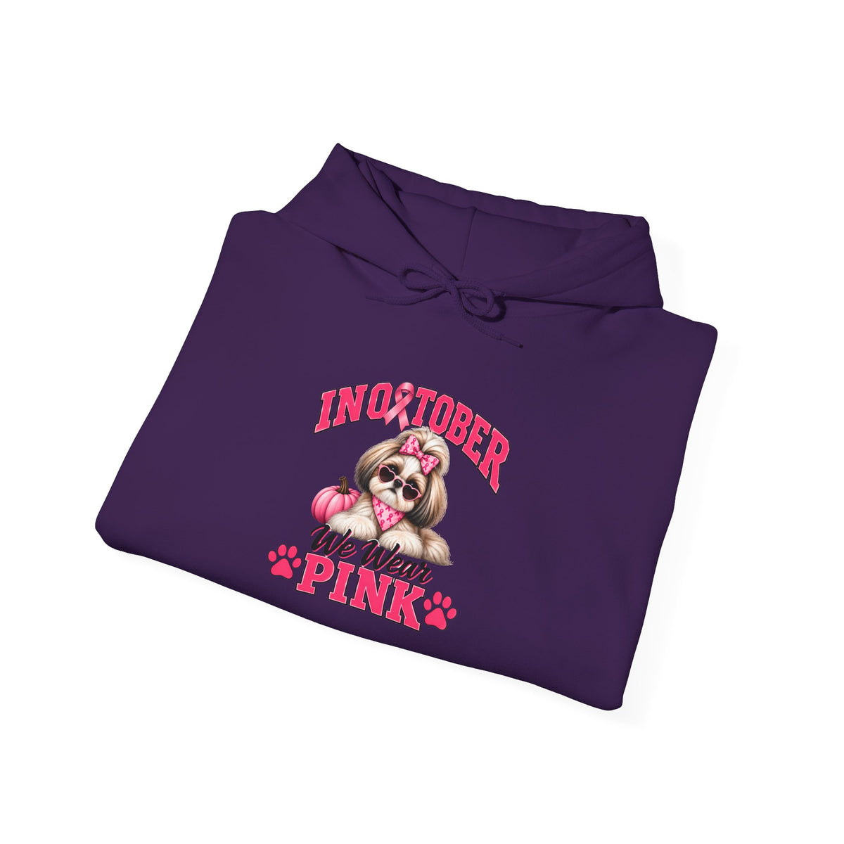 Personalized Shih Tzu Breast Cancer Awareness Hoodie – “I Wear Pink For” Custom Sleeve