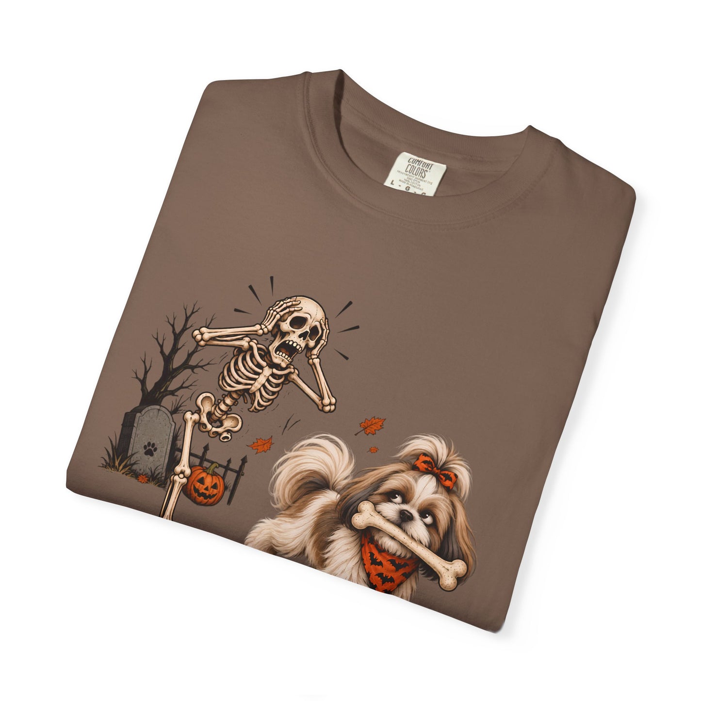 I Said Drop It T-Shirt — Funny Halloween Shih Tzu and Skeleton Graphic Tee
