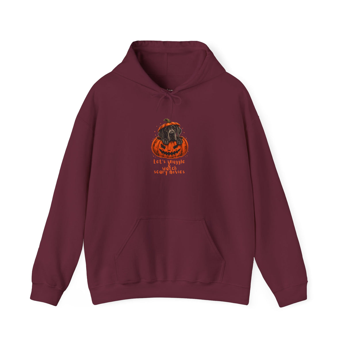 Let’s Snuggle & Watch Scary Movies Great Dane Halloween Hoodie