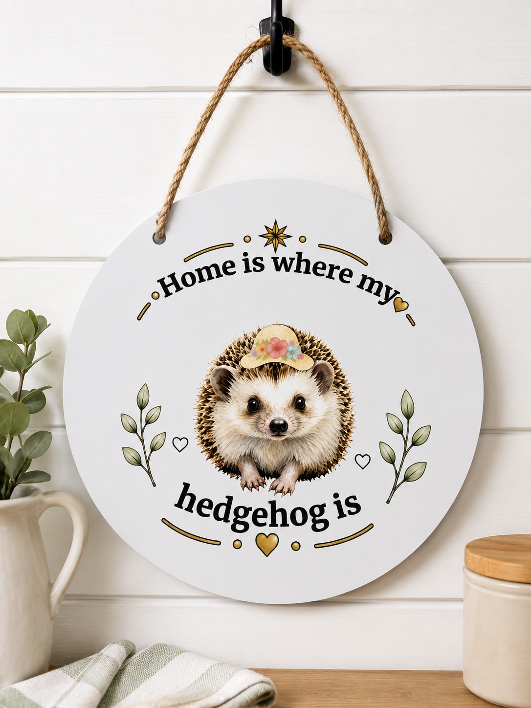 Home Is Where My Hedgehog Is  – Interchangeable Seasonal Door Hanger