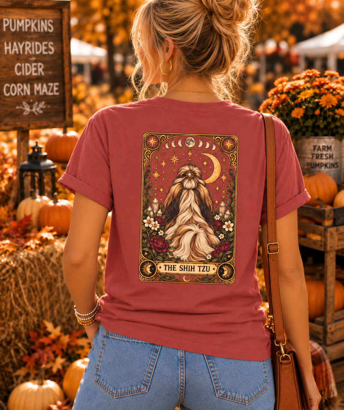 Shih Tzu Tarot Card Double-Sided T-Shirt