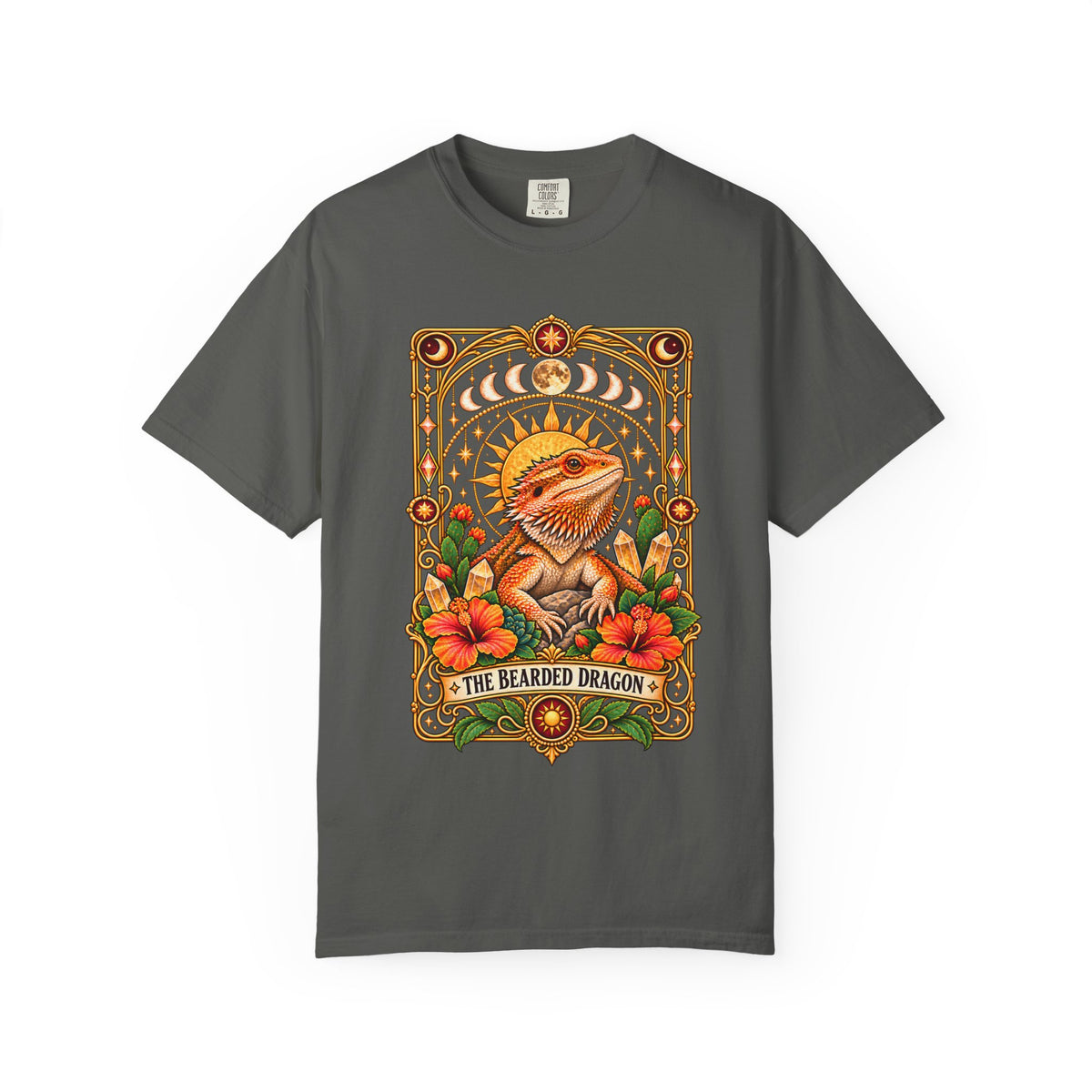 Bearded Dragon Tarot Card T-Shirt, Mystical Reptile Graphic Tee