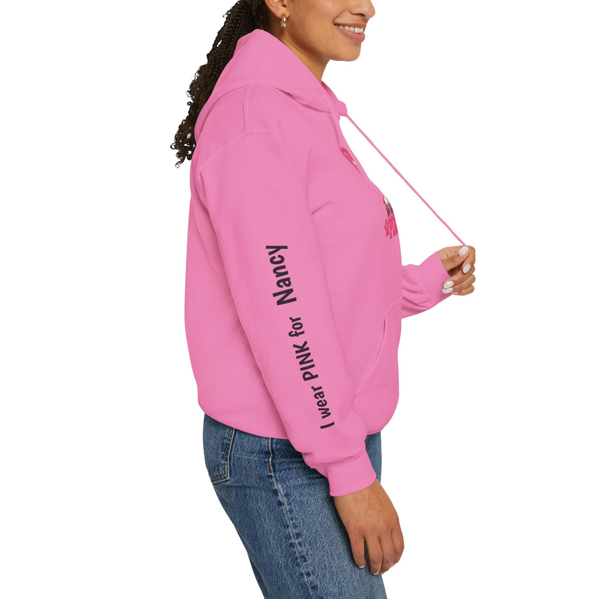 Personalized Shih Tzu Breast Cancer Awareness Hoodie – “I Wear Pink For” Custom Sleeve