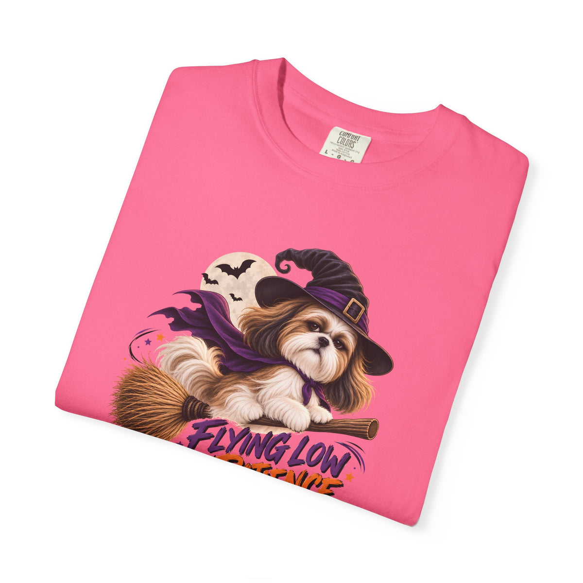 Flying Low on Patience Shih Tzu Halloween T-Shirt
