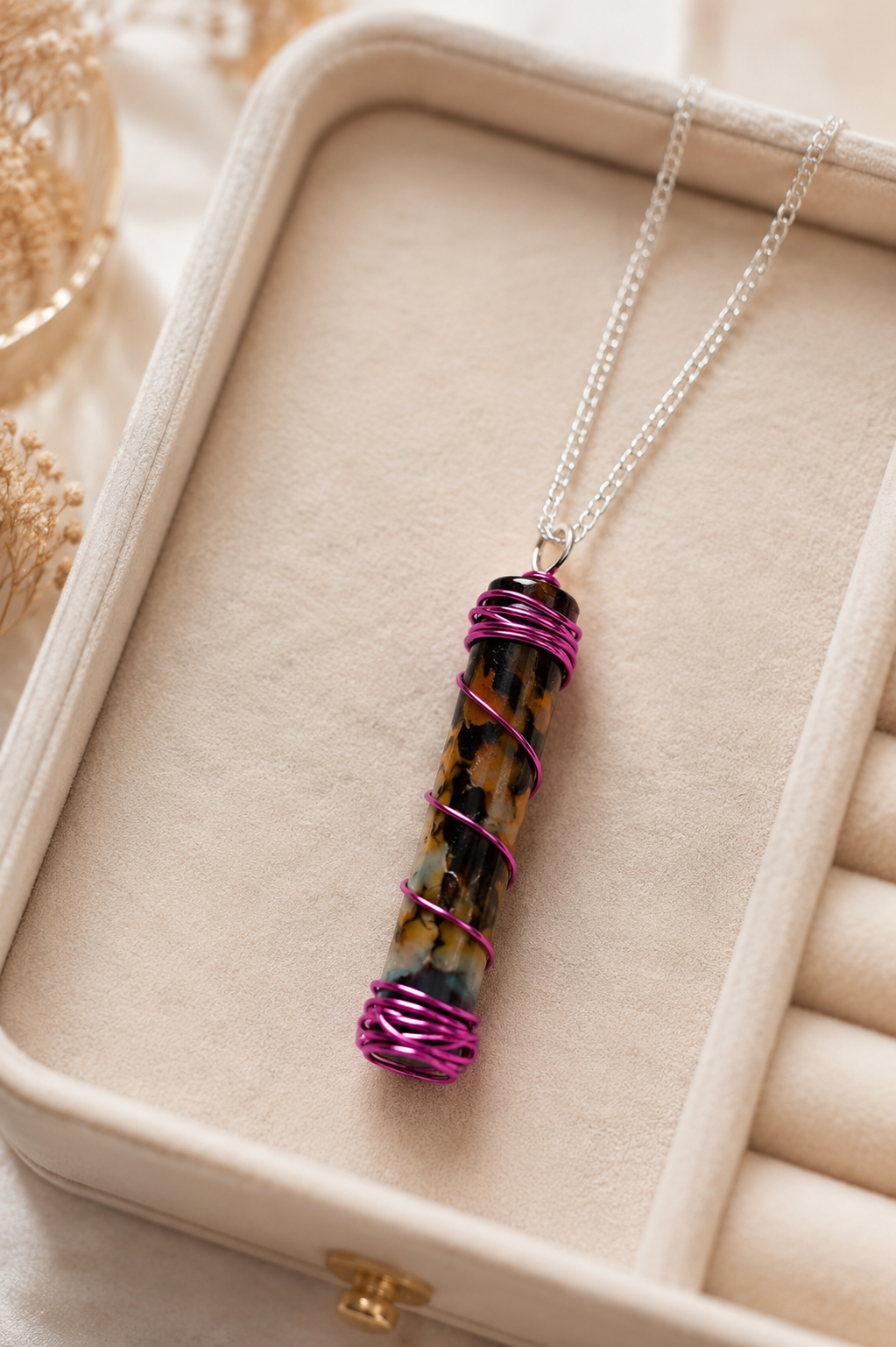 Electric Dusk — One-of-a-Kind Upcycled Filament Pendant Necklace