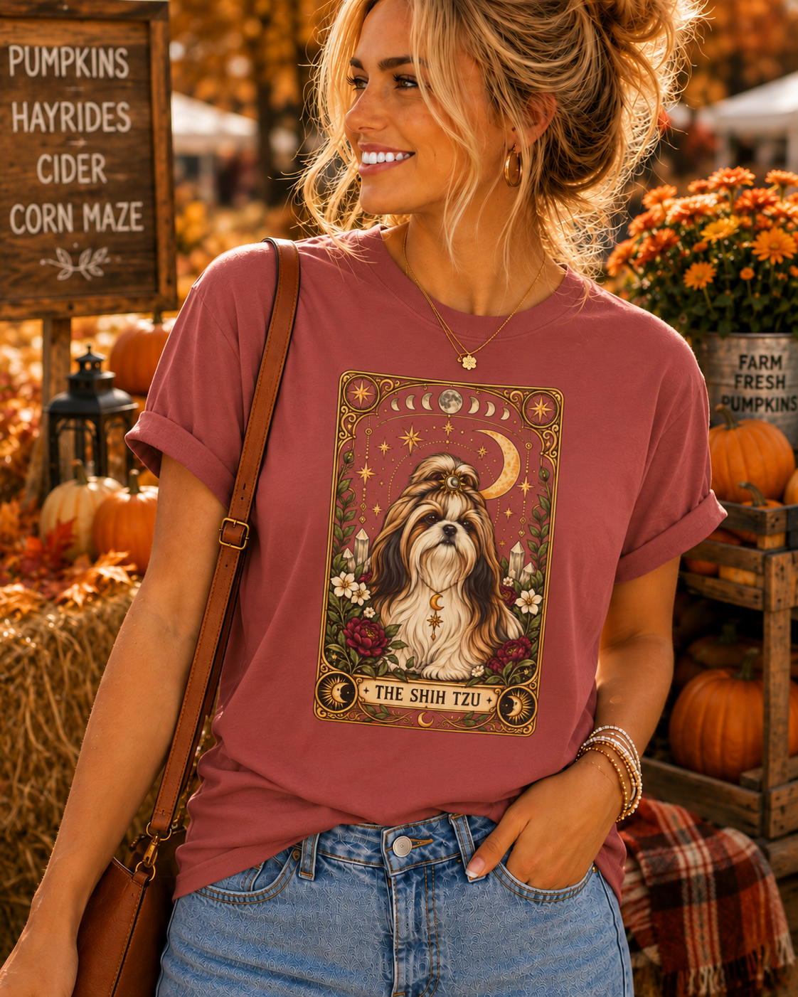 Shih Tzu Tarot Card Double-Sided T-Shirt