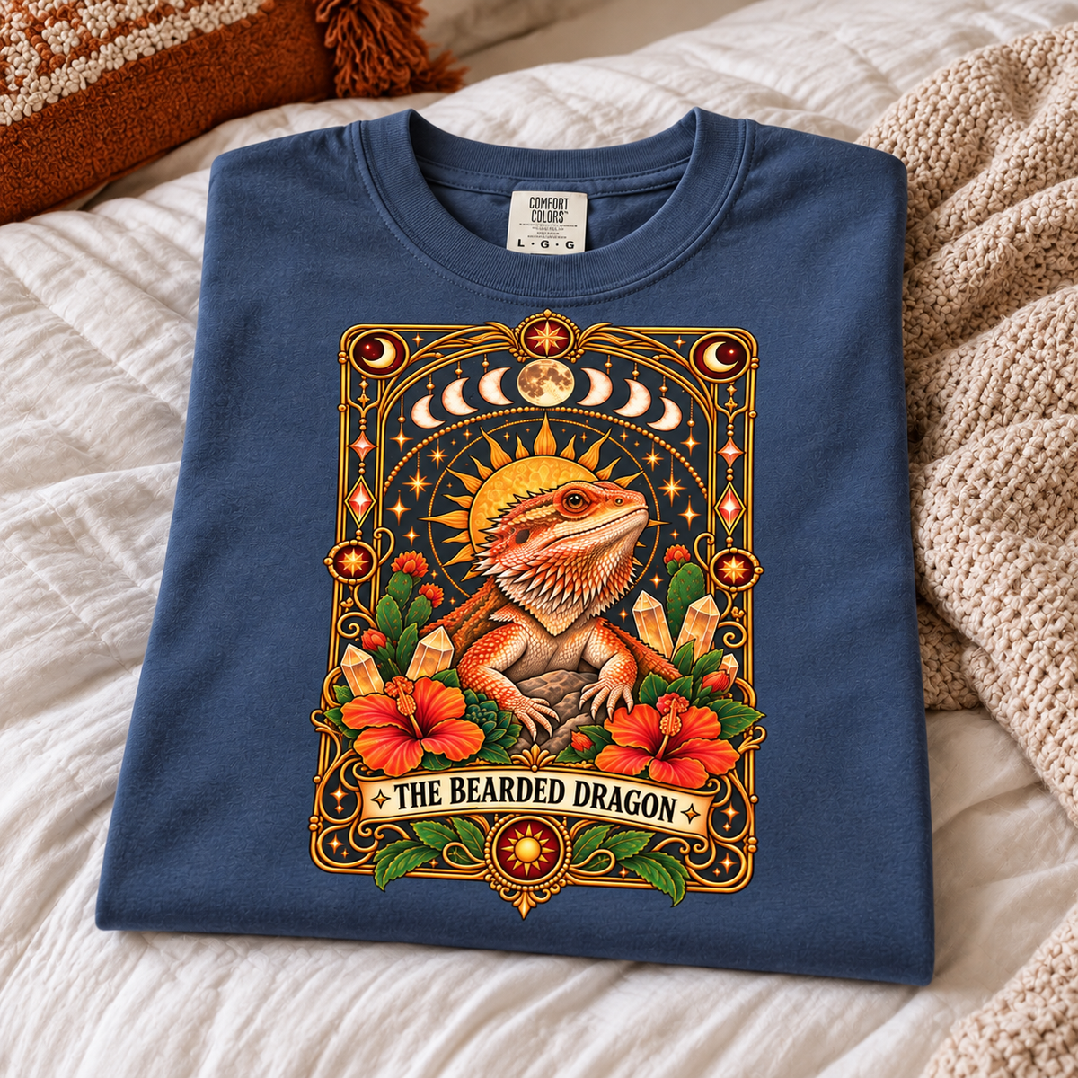 Bearded Dragon Tarot Card T-Shirt, Mystical Reptile Graphic Tee