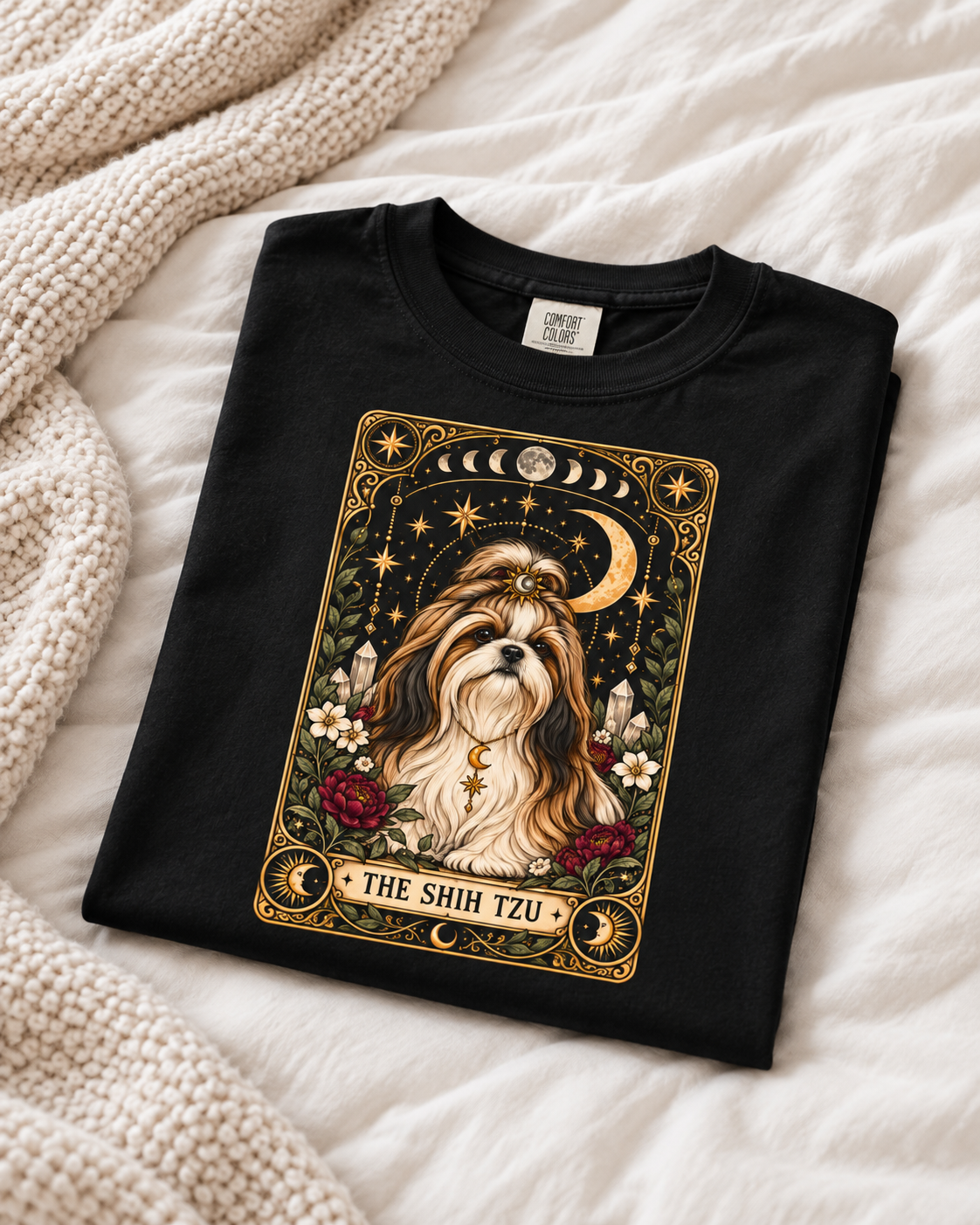 Shih Tzu Tarot Card Double-Sided T-Shirt