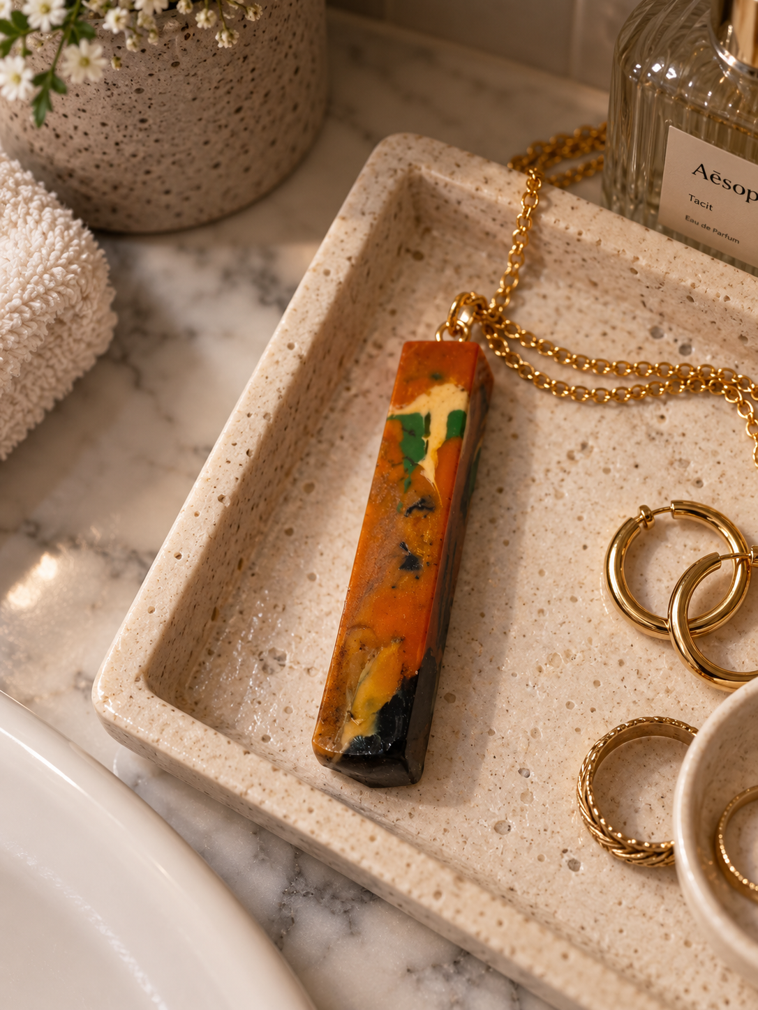 Autumn Static – Upcycled 3D Printer Filament Pendant Necklace