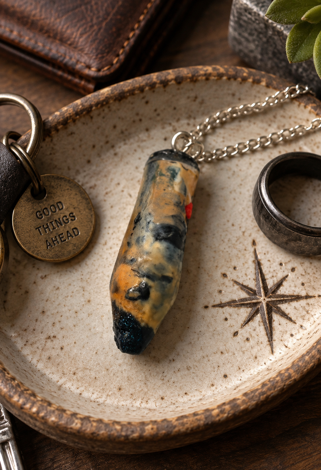 Campfire Cream – Upcycled 3D Printer Filament Pendant Necklace