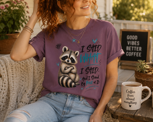 Raccoon  T-Shirt – I Said What I Said Funny Comfort Colors Shirt