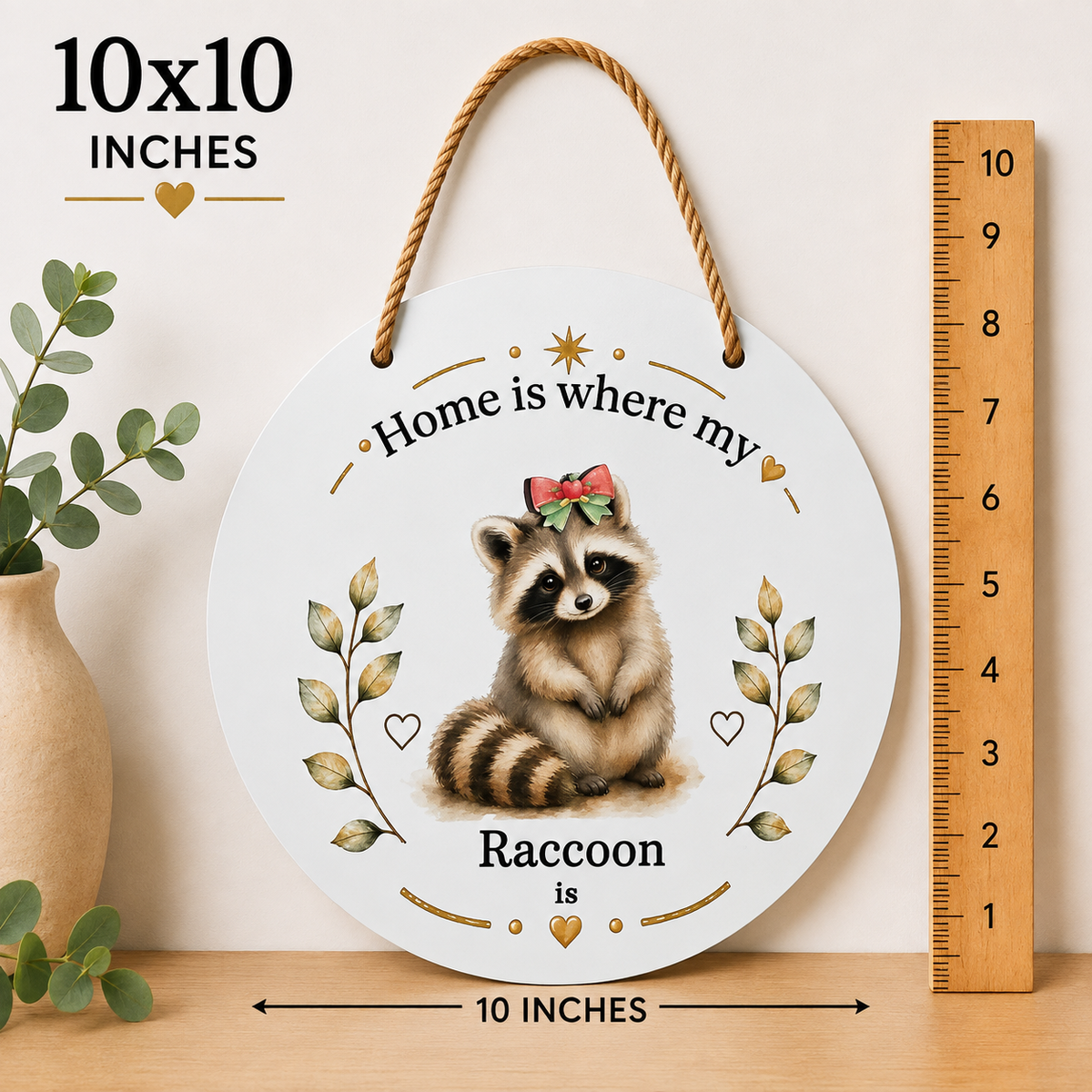 Home Is Where My Raccoon Is – Interchangeable Seasonal Raccoon Sign