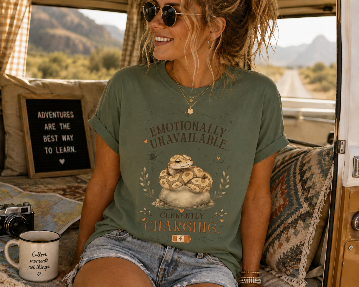 Emotionally Unavailable. Currently Charging.™ T-Shirt – Funny Snake Introvert Tee | AttiTudies™