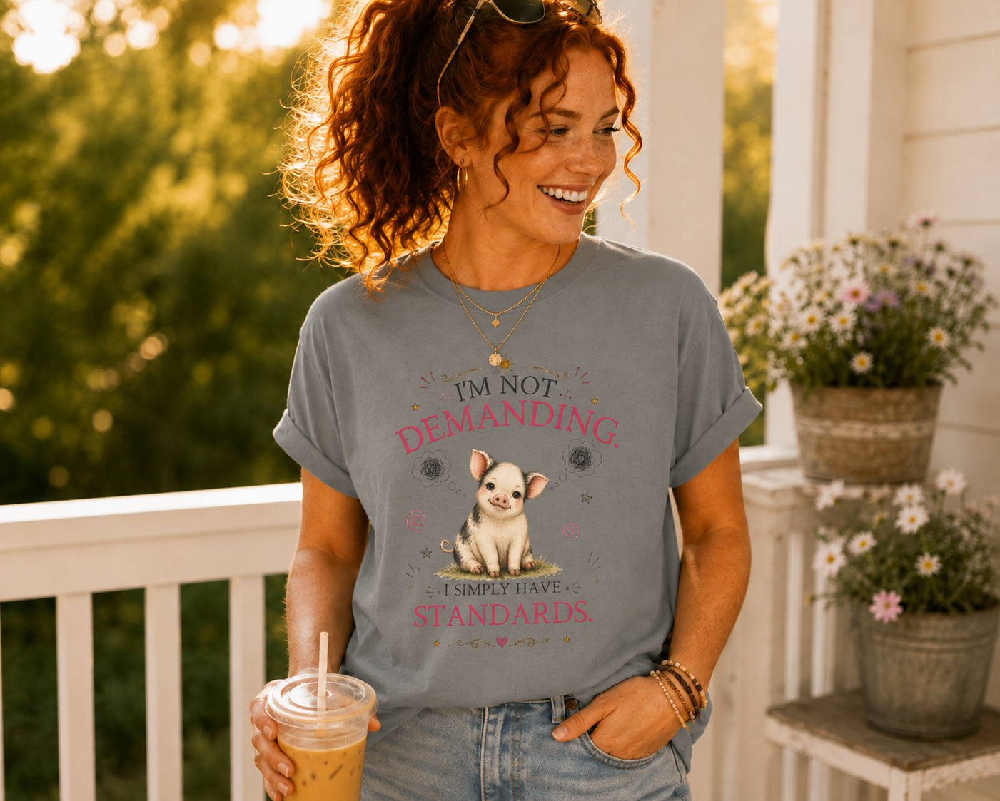 I'm Not Demanding. I Simply Have Standards.™ T-Shirt – Funny Pig Tee | AttiTudies™
