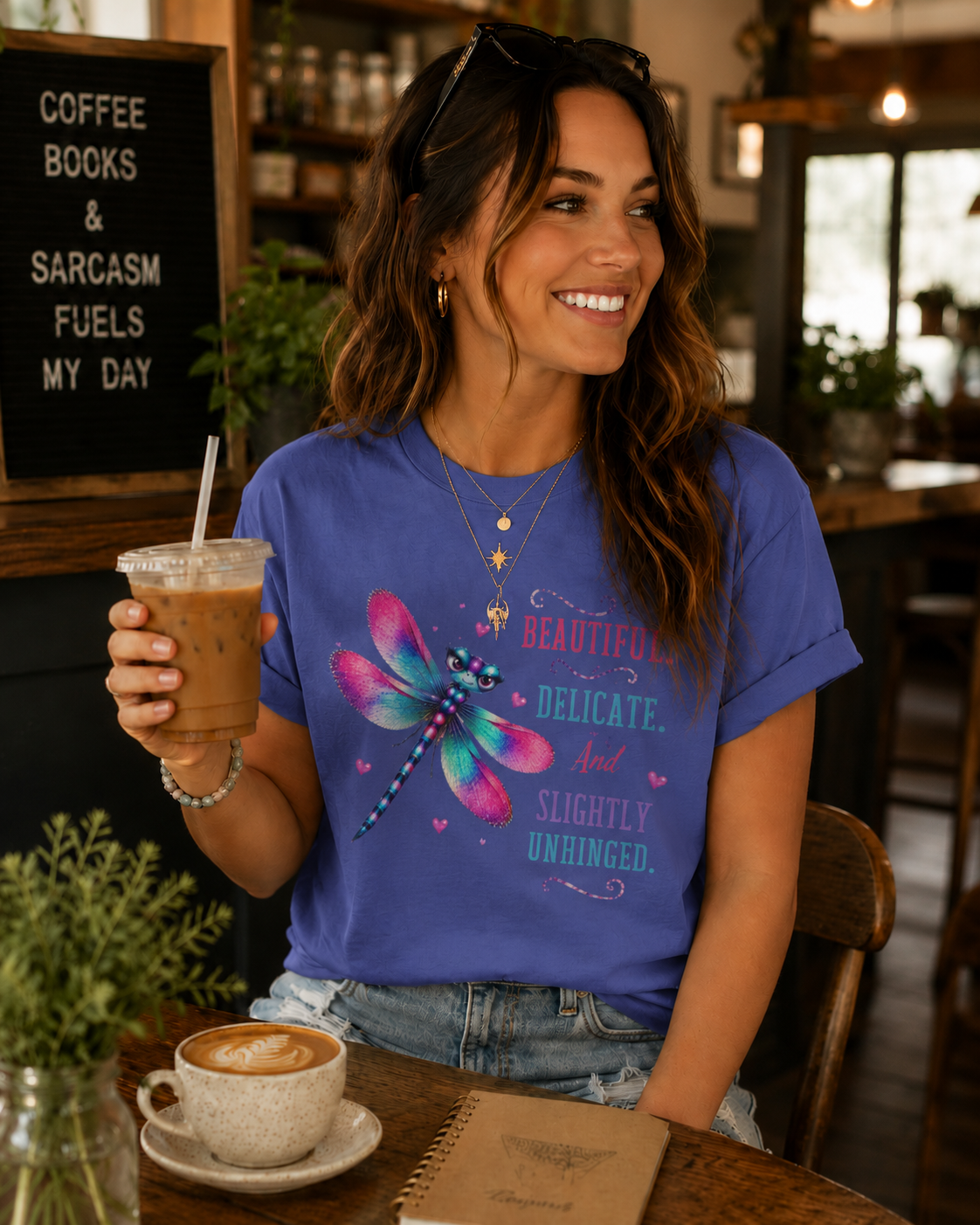 Beautiful. Delicate. And Slightly Unhinged.™ T-Shirt – Funny Dragonfly Watercolor Tee | AttiTudies™