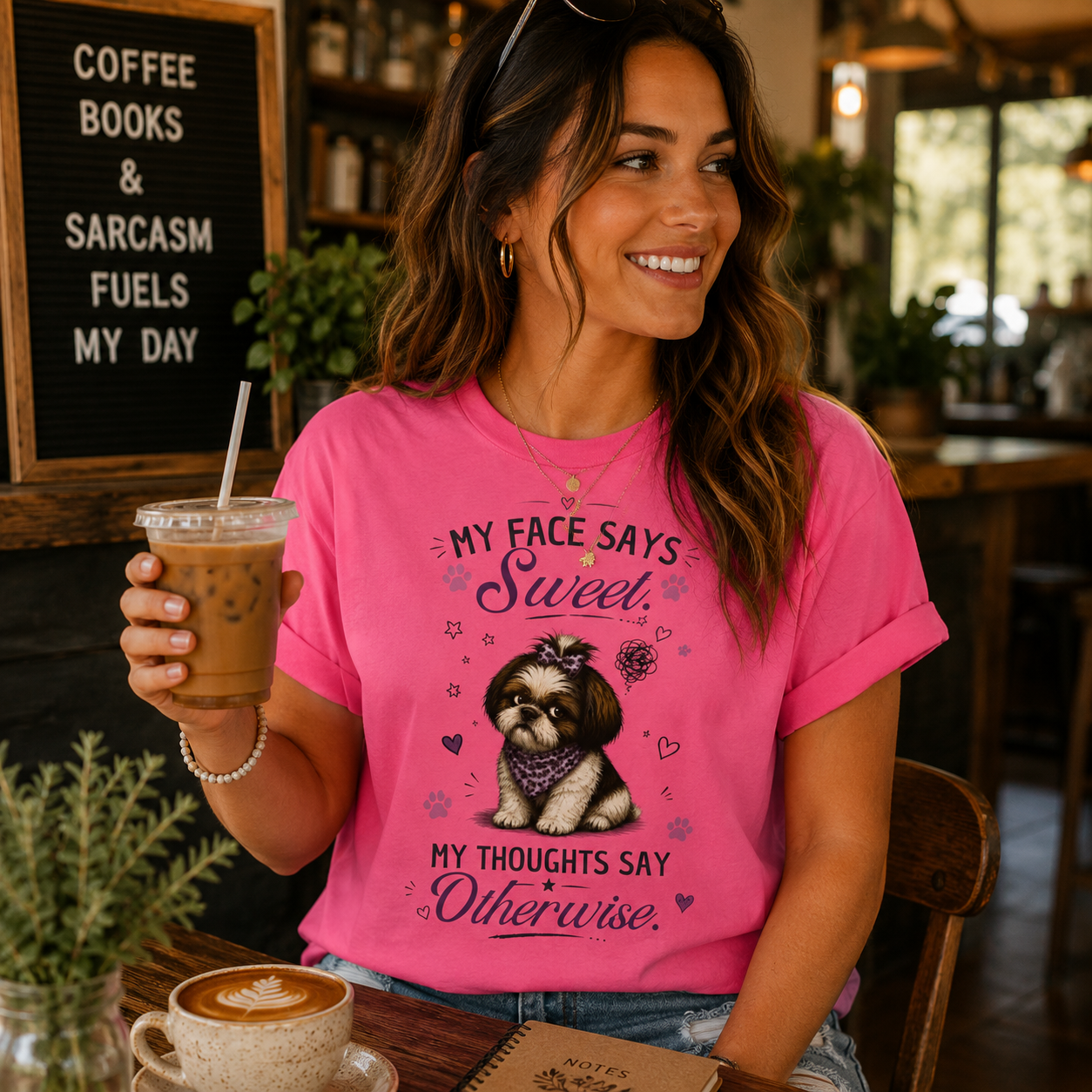 My Face Says Sweet. My Thoughts Say Otherwise.™ T-Shirt – Funny Shih Tzu Dog Tee | AttiTudies™