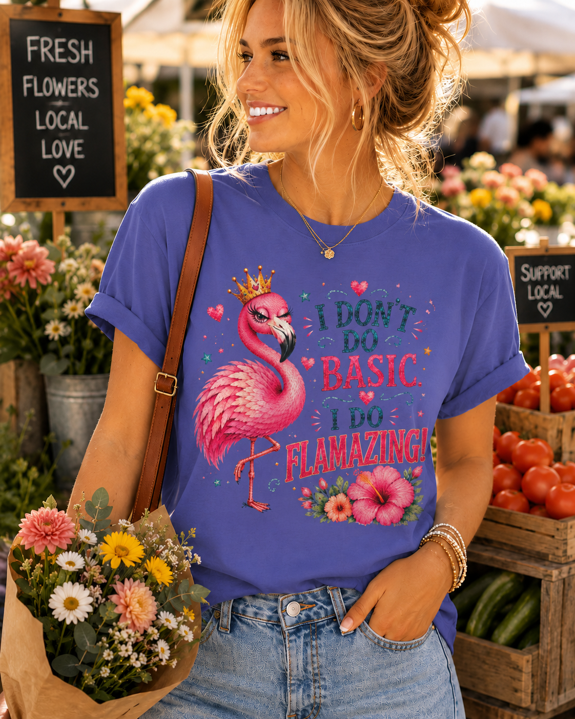 I Don't Do Basic. I Do Flamazing!™ T-Shirt – Funny Flamingo Graphic Tee | AttiTudies™